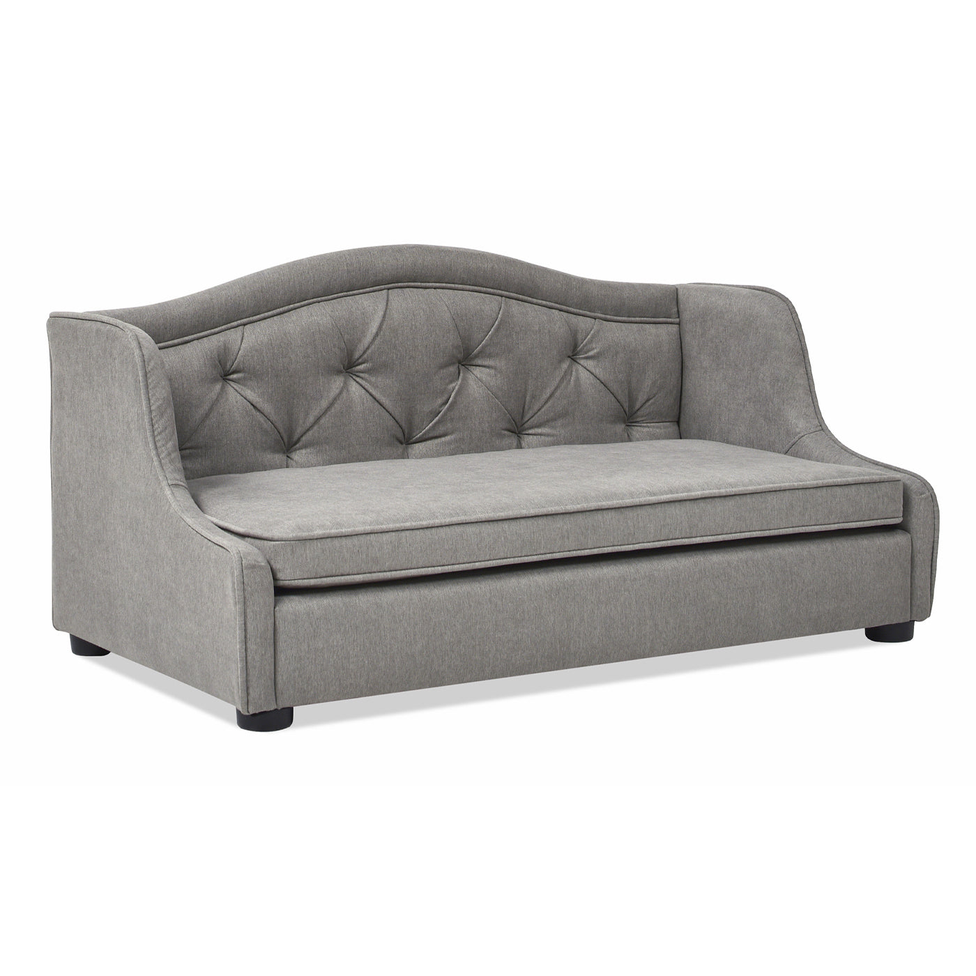 Robin 35" Tufted Wingback Pet Sofa Bed, Medium, Uptown Gray Stain Resistant High Performance Polyester Gray Foam Polyester