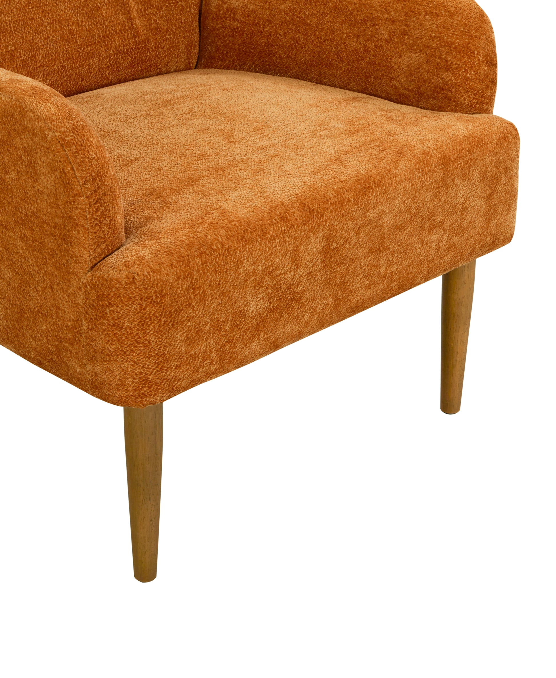 Chenille Armchair, Modern Style Accent Chair With Wood Legs, Comfy Design For Living Room, Bedroom, Office, Orange Orange Foam Wood Fabric