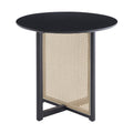 Black Solid Wood Round Table, All Solid Wood And Rattan Workman, Seats 2 4 People, Diameter 31.5 Inches Black Rubber Wood