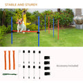 Pawhut Dog Agility Training Equipment With Easy 3 Piece Set, Dog Obstacle Course For Backyards Of Small Size, Includes Dog Hurdles, Weave Poles, Hoop Multicolor Plastic