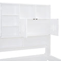 Full Size Wooden Daybed With 2 Drawers, And All In One Cabinet And Shelf, White Full White Wood