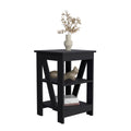 Taylor 3 Tier End Table Nightstand, Side Table For Small Space, Black Black Solid Wood Mdf Engineered Wood