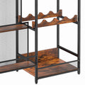 Versatile Liquor Stand For Home Bar, Wine Rack Freestanding Floor, Mini Bar Table For Liquor Whiskey Wine, 3 Tier Trapezoidal Liquor Bottle Display Shelf With Glass Holder And Fences Walnut Black