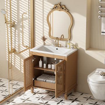 30 Inch Bathroom Vanity With Resin Sink,