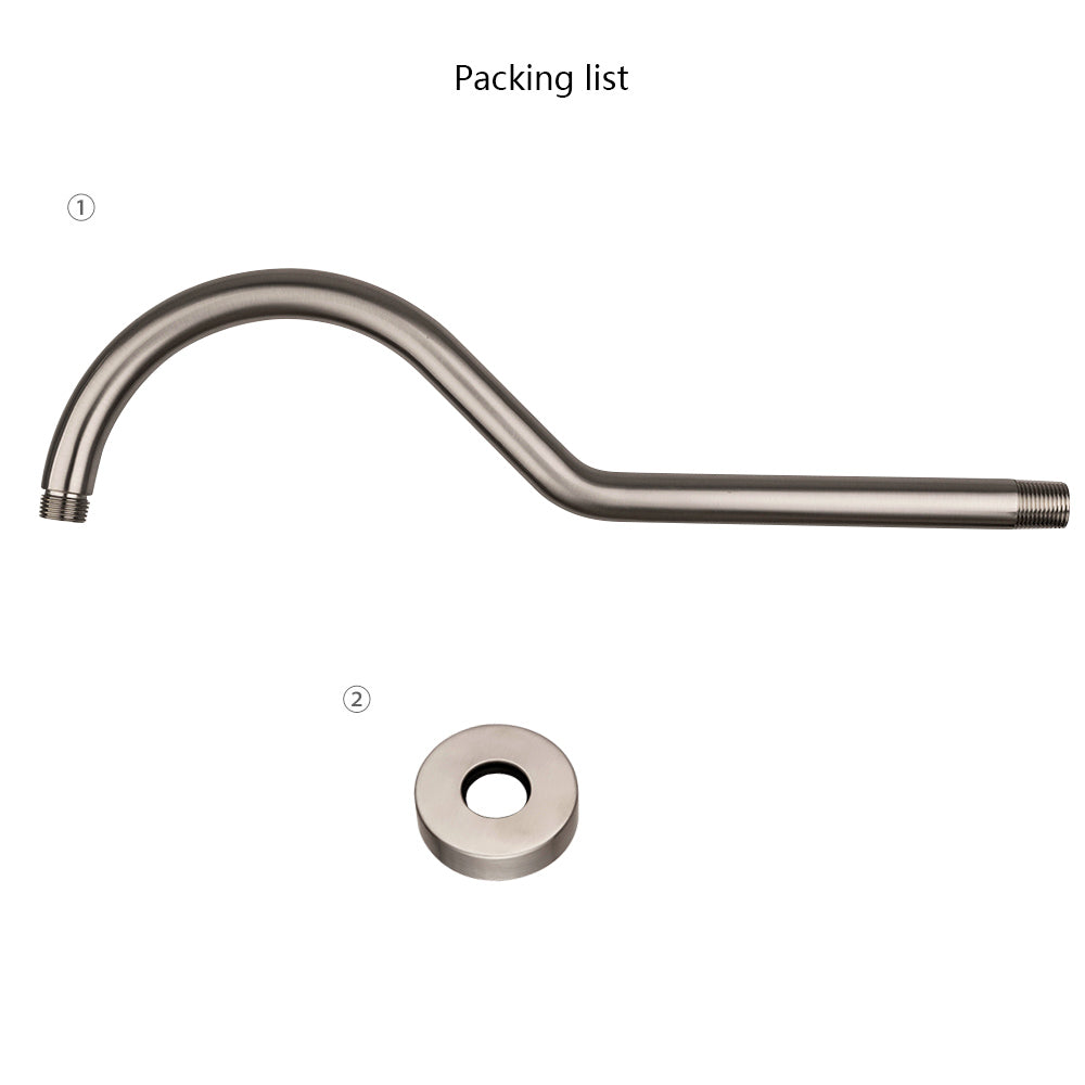 17" Shower Arm With Flange, Brushed Nickel Brushed Nickel Stainless Steel