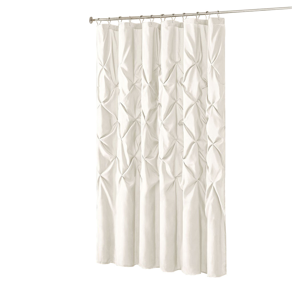 Tufted Semi Sheer Shower Curtain White Polyester