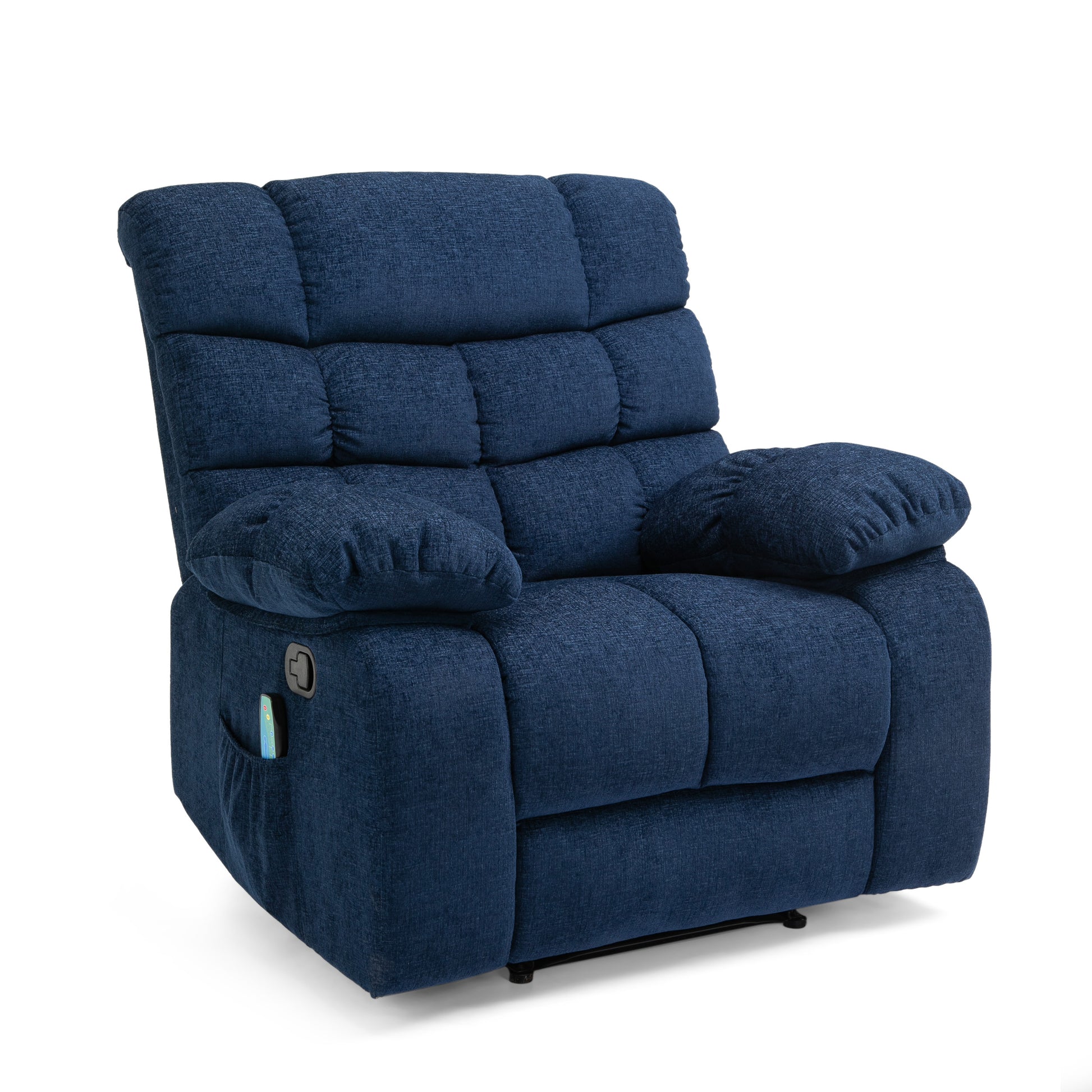 Massage Recliner Navy Blue Fabric