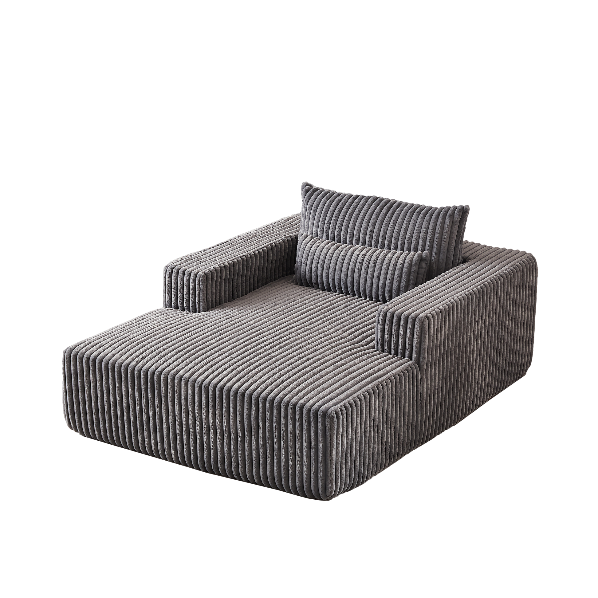 75 Inch Corduroy Sponge Sofa Lounge Chair,No Assembly Required,Fluffy Modern Sleeper Chair For Indoor Living Room Bedroom Grey Foam Corduroy 1 Seat