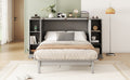 Full Size Murphy Bed With Shelves, Drawers And Usb Ports,Gray Gray Mdf Lvl