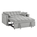 4 In1 Loveseat Sofa Bed With Armrests & Storage Pockets, Multi Function Tufted Pull Out Sofa Bed With Adjustable Backrest And Pillows, Convertible Loveseat Sofa Couch, Gray Gray Velvet Primary Living Space Medium Soft Tufted Back American