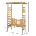 Outsunny Wooden Garden Arbor For Climbing Plants With Garden Bench, Garden Arch To Grow Grapes & Vines, Patio Decor & 2 Person Outdoor Wood Decorative Seating, Natural Natural Wood