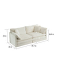 Modern Fabric Loveseat Sofa Couch For Living Room, Upholstered Large Size Deep Seat 2 Seat Sofa With 4 Pillows ,White Chenille White Chenille 2 Seat