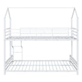 Metal House Bunk Bed, Twin Over Full, White Full White Metal
