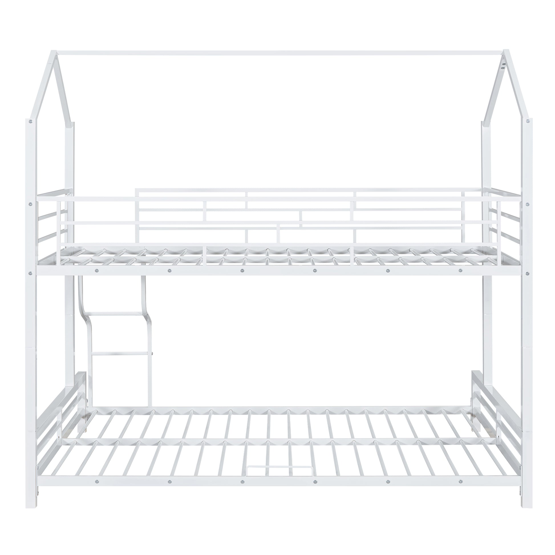 Metal House Bunk Bed, Twin Over Full, White Full White Metal