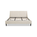 Aspen Vertical Tufted Headboard Platform Bed Set, King, French Beige Performance Velvet Box Spring Not Required King Beige Wood Foam Velvet Velvet