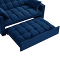 4 In1 Loveseat Sofa Bed With Armrests & Storage Pockets, Multi Function Tufted Pull Out Sofa Bed With Adjustable Backrest And Pillows, Convertible Loveseat Sofa Couch, Navy Navy Velvet Primary Living Space Medium Soft Tufted Back American