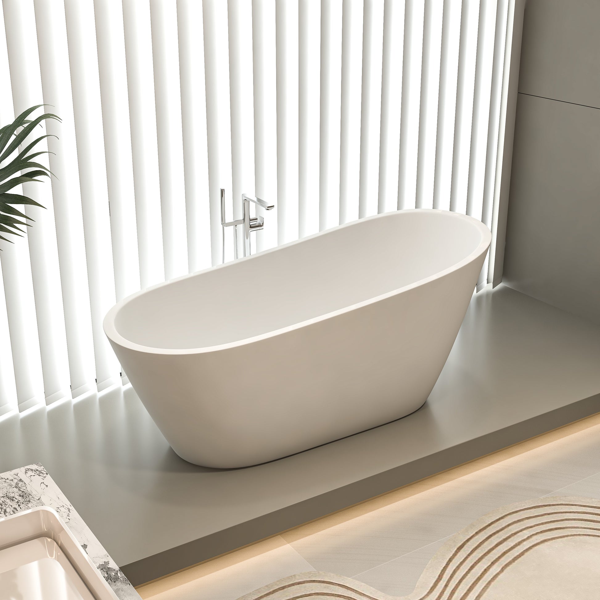 67" Acrylic Freestanding Slipper Bathtub: Gloss White Finish, Chrome Overflow & Pop Up Drain White Bathroom Freestanding Tubs Polished 61 69 In Contemporary Soaking Center Acrylic Acrylic