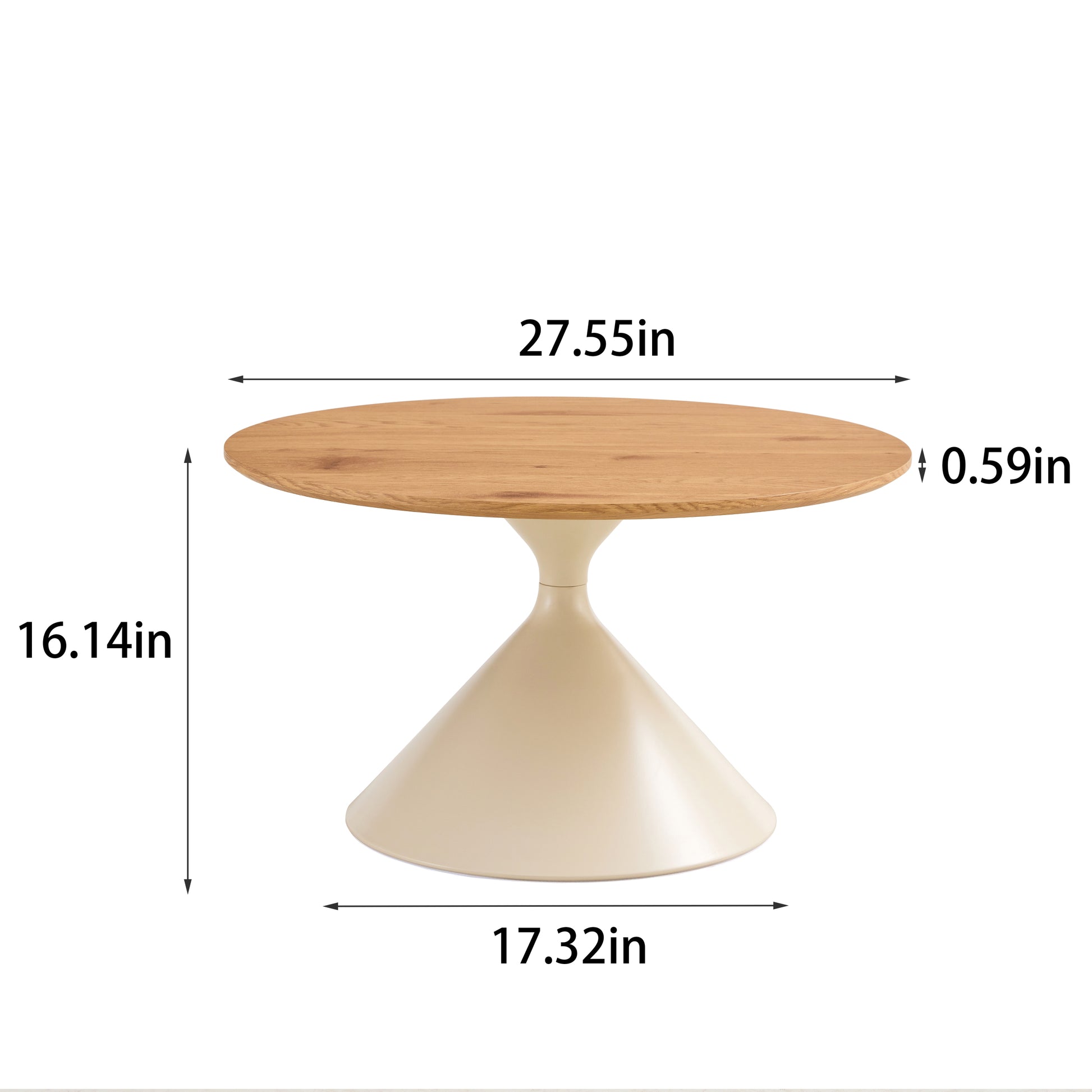 Set Of 2 Coffee Round Tables With A Wulnut Wooden Look Top And White Steel Base Milk White Primary Living Space Antique Freestanding Round Laminated Coffee & End Tables Round Metal