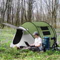 Outsunny Pop Up Tent, Instant Camping Tent With Porch And Carry Bag, 3000Mm Waterproof, For 2 3 People, Green, Poles Included Green Polyester