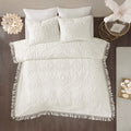 Tufted Cotton Chenille Medallion Fringe Coverlet Mini Set Off White Twin Twin Xl Twin Off White Cotton