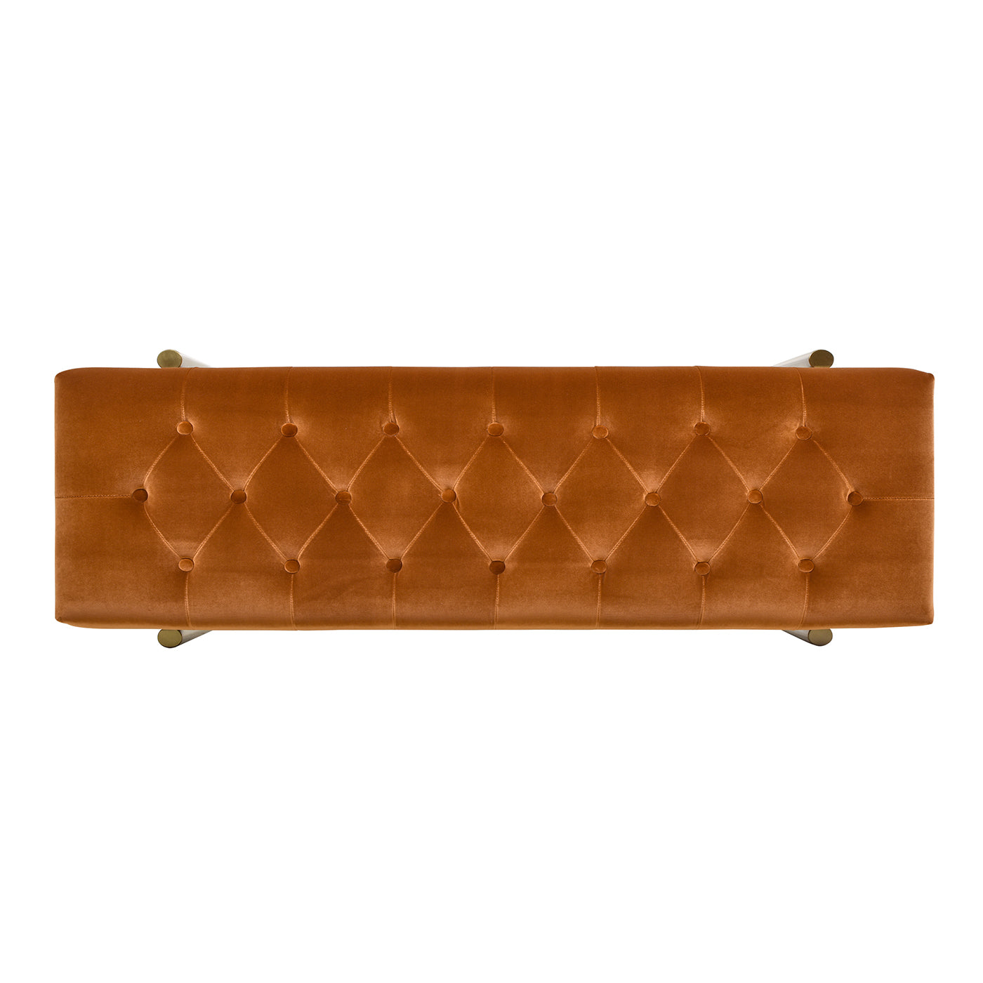 Aria Upholstered Gold Accent Bench, Burnt Orangeperformance Velvet Burnt Orange Foam Velvet