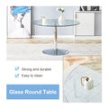 A Glass Tabletop With A Diameter Of 47 Inches And A Modern Minimalist Circular Dining Table With Electroplated Silver Metal Legs. Suitable For Restaurants, Living Rooms, And Conference Rooms.Dt 1166