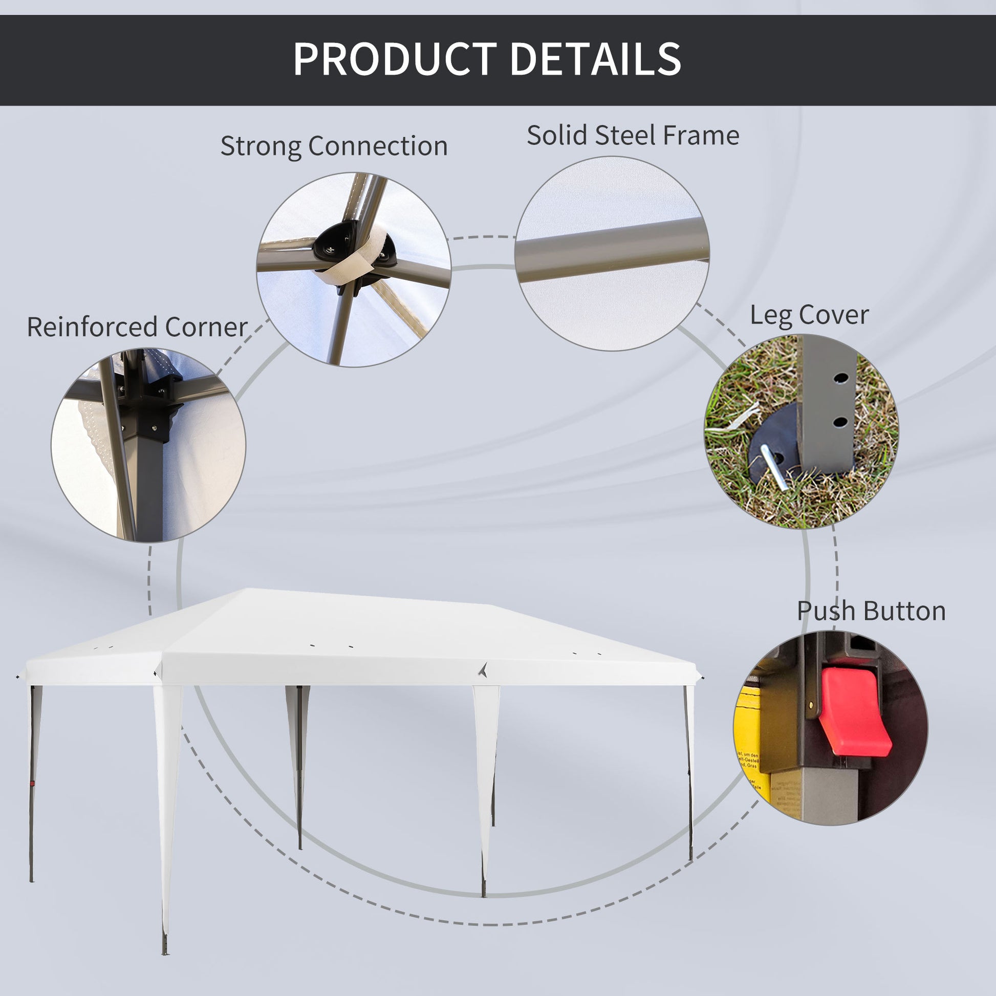 Outsunny 10' X 19.2' Pop Up Canopy Tent, Heavy Duty Tent For Parties, Outdoor Instant Gazebo Sun Shade Shelter With Carry Bag For Catering, Events, Wedding, Backyard Bbq, White White Steel