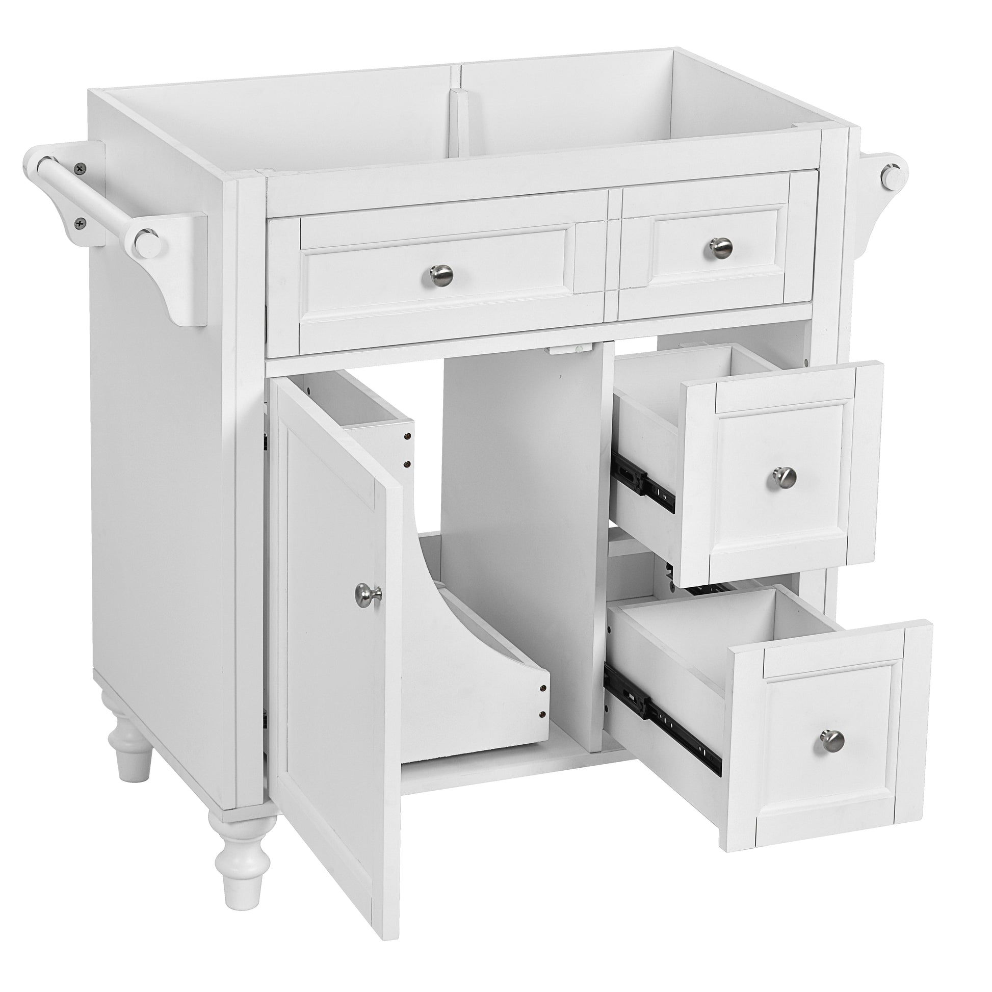 30'' Bathroom Vanity Without Top Sink, Modern Bathroom Storage Cabinet With 2 Drawers And A Tip Out Drawer Not Include Basin 3 White 1 Adjustable Hinges Bathroom Freestanding Modern Solid Wood Mdf Painted