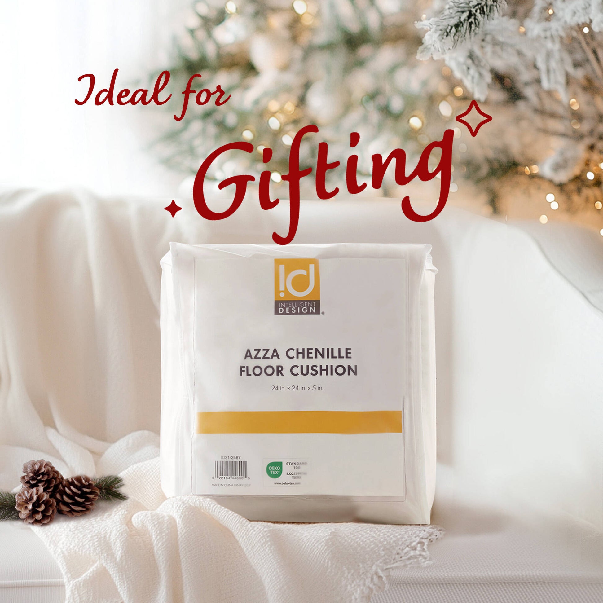 Poly Chenille Square Floor Pillow Cushion 24X24" Aqua Blue Polyester