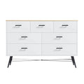 7 Drawer Dresser For Bedroom With Deep Drawers, Wood Dressers & Chest Of Drawers, Modern White Long Dressers For Closet Living Room, 47.2