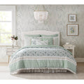 9 Piece Cotton Percale Comforter Set Aqua King King Aqua Polyester