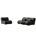 Modern Black Chenille Sofa Set 3 Seat Modular Sectional Couch With Cylindrical Pillows For Living Room Stylish & Comfortable Furniture Black Chenille 3 Seat