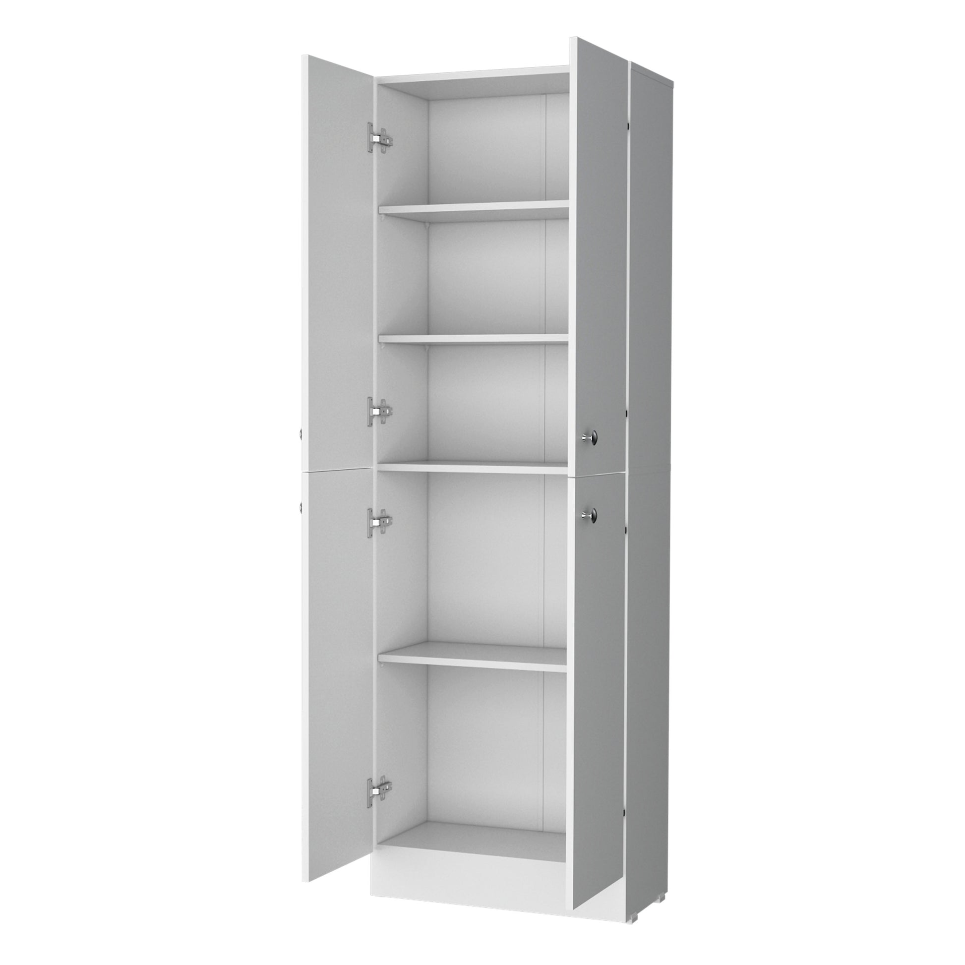 Cameron Pantry Cabinet With 4 Doors And 5 Hidden Shelves White Kitchen Modern Particle Board Shelves Included Engineered Wood