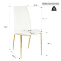 Modern Dining Chairs With Faux Leather Padded Seat Dining Living Room Chairs Upholstered Chair With Gold Metal Legs Design For Kitchen, Living, Bedroom, Dining Room Side Chairs Set Of 4 White Metal