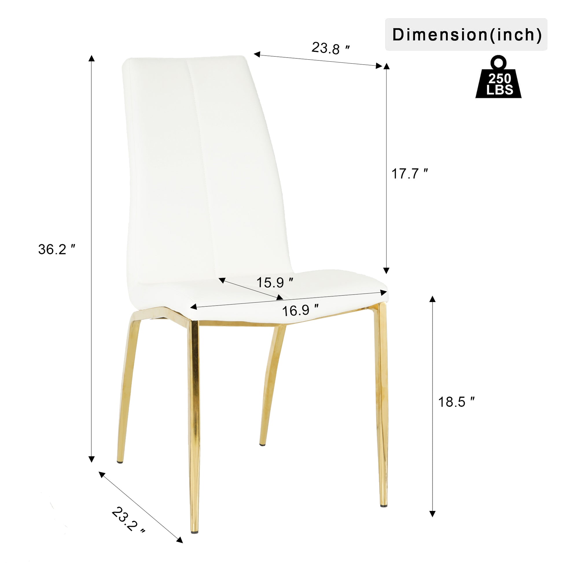 Modern Simple Table And Chair Set, One Table And Four Chairs. Transparent Tempered Glass Table Top, Solid Base. Gold Plated Metal Chair Legs Set Of 5 White Black Mdf Metal