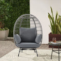 Large Outdoor Egg Chair, Indoor Patio Wicker Basket Chair With Cushion, Rattan Egg Chairs For Bedroom, Outside, Balcony,Grey Grey Pe Rattan Iron