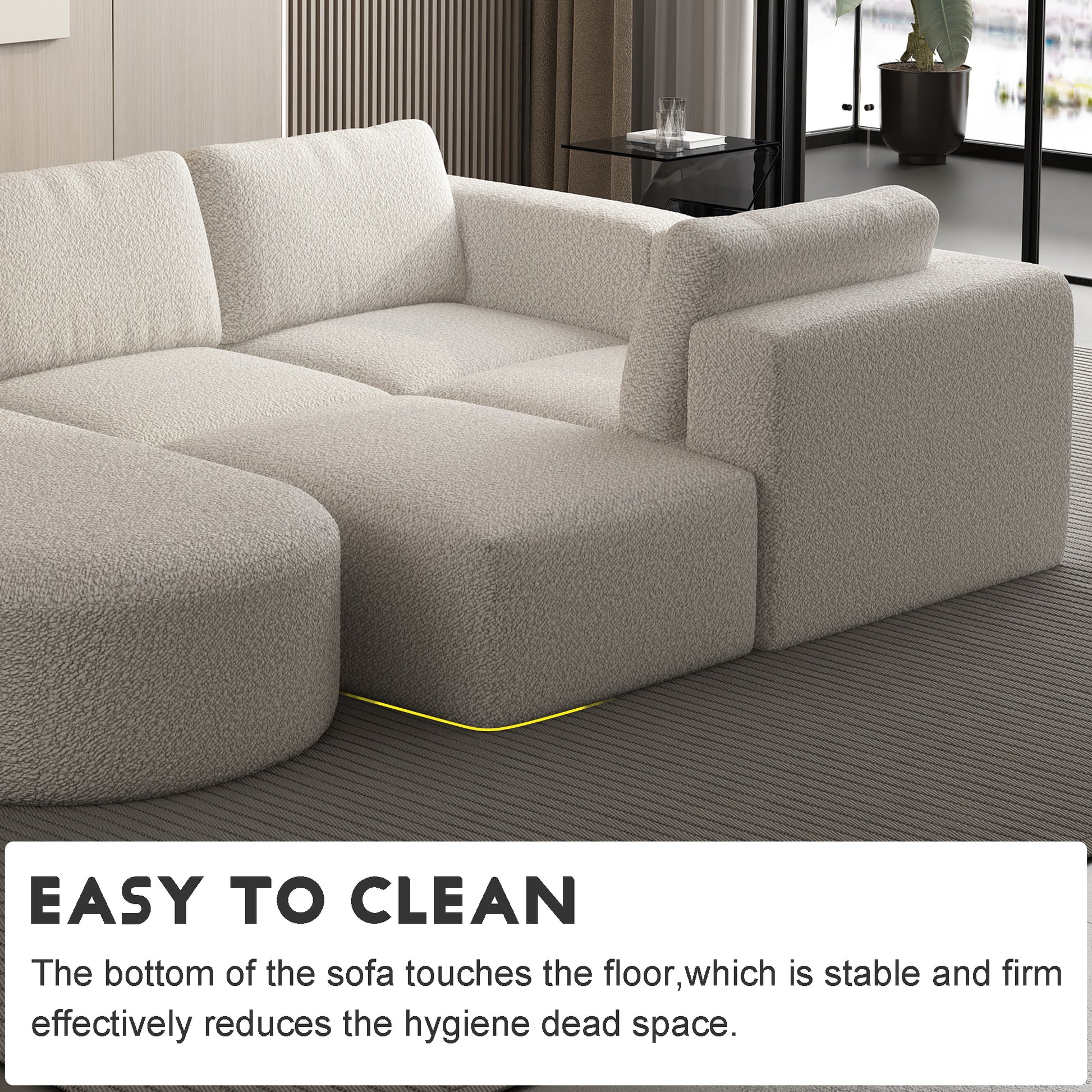 104.32*70.86 Modular Sectional Sofa Sleeper Couch, Sectional Sofa With Chaise And Ottoman, Convertible U Shaped Modular Sofa Set. Compressed Sponge, White. Combo A B C 2D White Primary Living Space Soft Minimalist,Modern Foam Spring 6 Seat