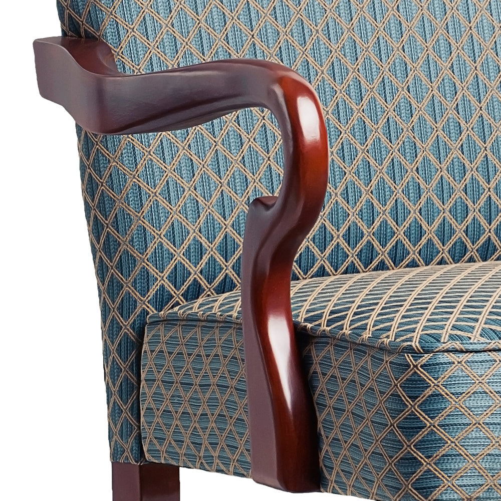 Delaney Blue Gooseneck Arm Chair Blue Foam Wood Fabric