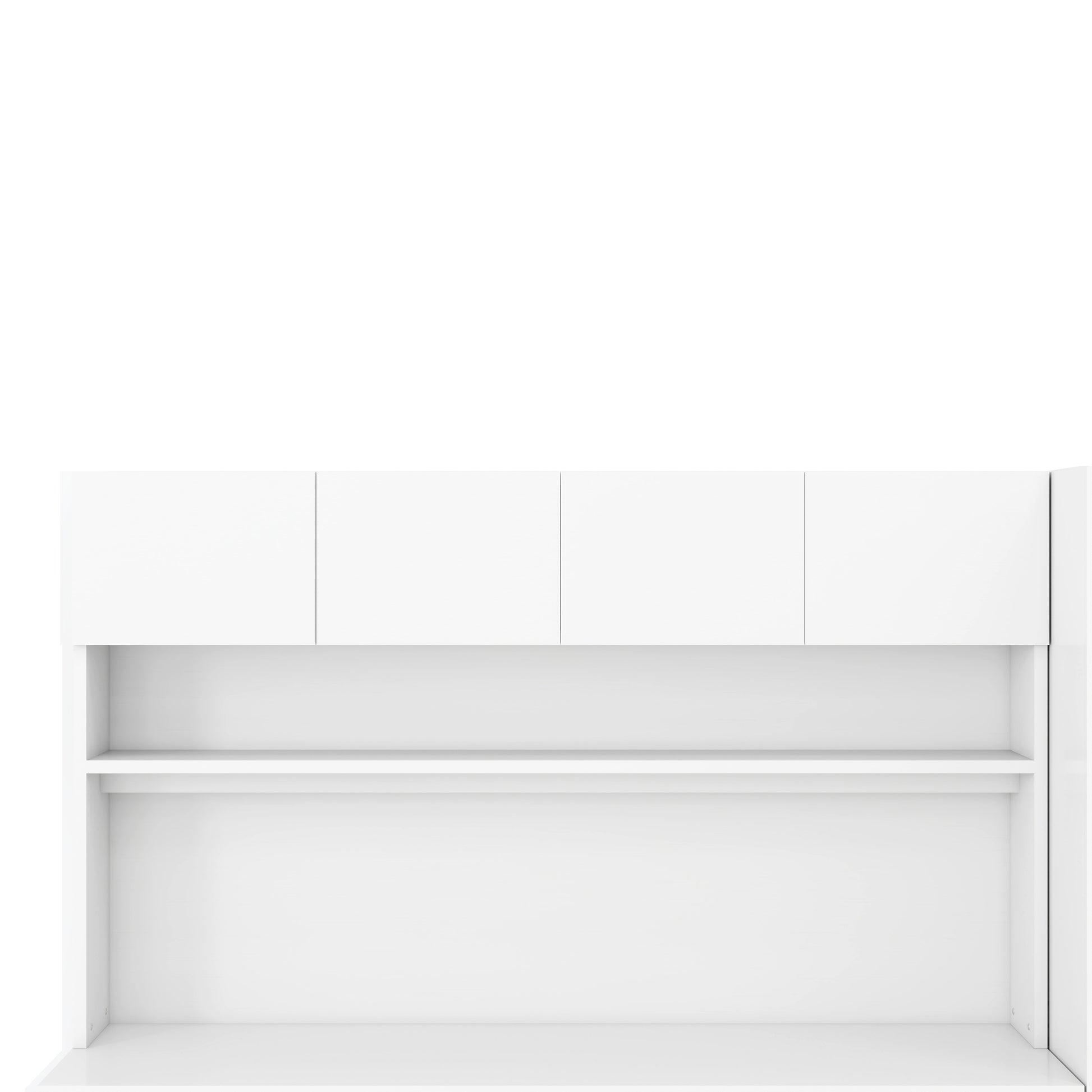 2 Door Wooden Storage Desk Wardrobe For Bedroom With Shelves And Drawers, White White Mdf Lvl