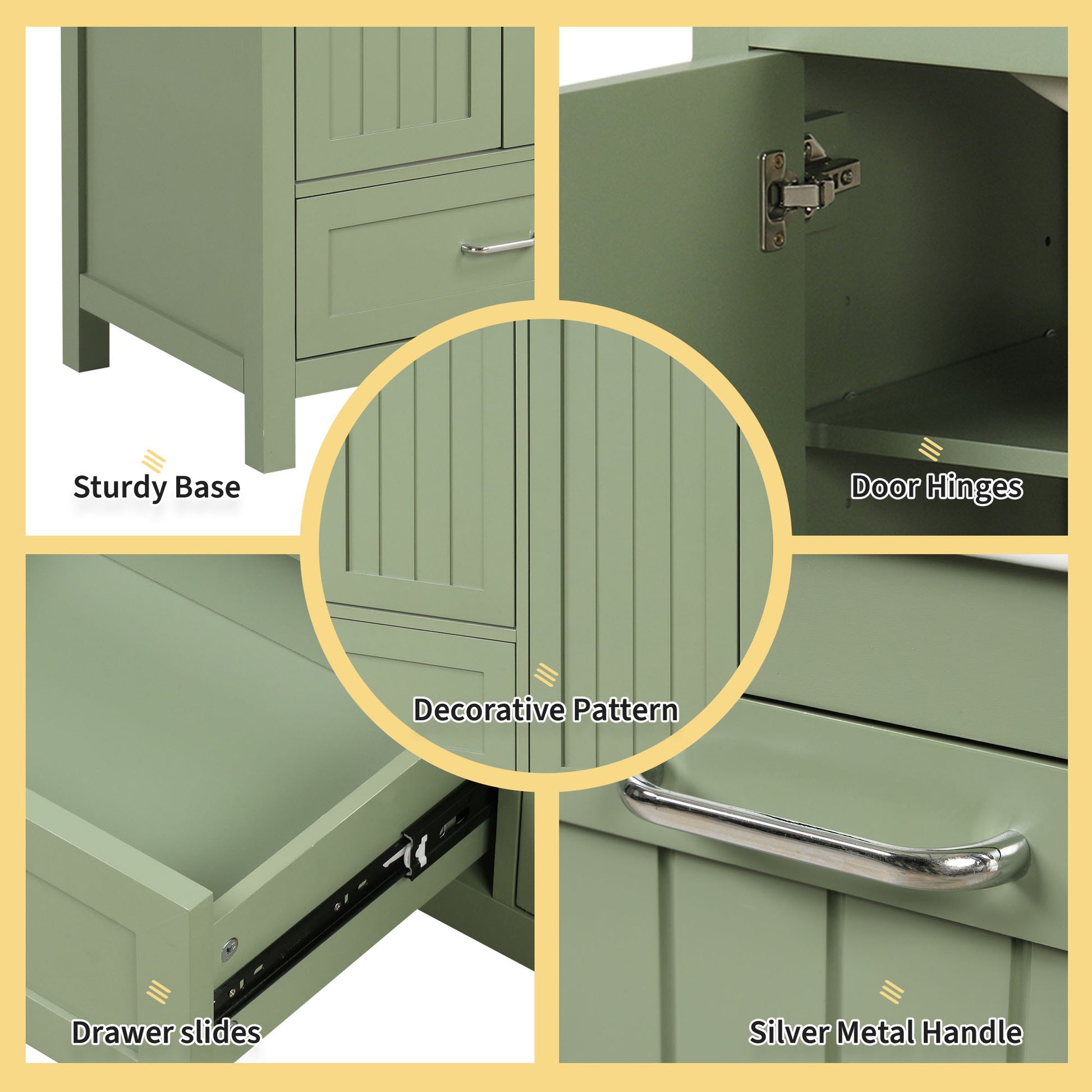 36" Bathroom Vanity With Sink, One Cabinet With Two Doors And One Big Drawer And One Flip Drawer, Solid Wood And Mdf Board, Green Green Solid Wood Mdf