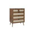 5 Drawer Cabinet, Accent Storage Cabinet, Suitable For Living Room, Bedroom, Dining Room, Study Walnut Mdf