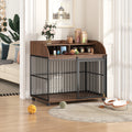 44'' Heavy Duty Large Dog Crate Furniture For Large Medium Dog With Lockable Wheels, Wooden Dog Crate Dog Kennel, End Table Crate With Double Layer Storage, Brown Brown Engineered Wood