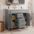 36'' Bathroom Vanity With Top Sink, Modern Bathroom Storage Cabinet With 2 Soft Closing Doors And 2 Drawers, Single Sink Bathroom Vanity Grey Bathroom Mdf