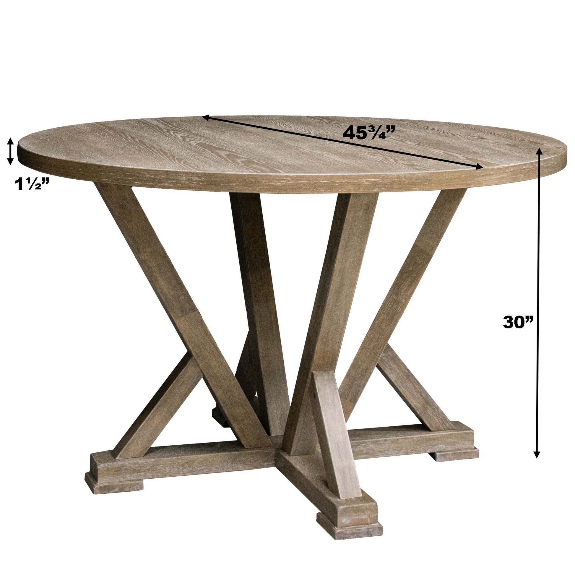 Modern Farmhouse Round Dining Table 45.7Inch Solid Wood Rubberwood Antique Finishing Rustic Look Distressed Look Wire Brushed For 4 Seaters Grayish Brown Light Brown Distressed Finish Dining Room Antique,Farmhouse,French Country,Rustic,Vintage Rubberwood