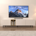 Video Tv Console With Big Storage Cabinets, Modern Tv Stand With Yellow And Ivory Contrasting Colors, Wireless Charging Entertainment Center For Living Room And Bedroom White, For 80 Inches White White Primary Living Space 70 79 Inches 70 79 Inches