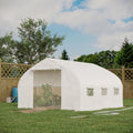 Outsunny 11.5' X 10' X 6.5' Walk In Tunnel Greenhouse, Green House With Zippered Mesh Door, 7 Mesh Windows & Roll Up Sidewalls, Upgraded Gardening Plant Hot House With Galvanized Steel Hoops, White White Steel
