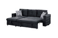 Black Velvet Convertible Sectional Sofa Pull Out Bed Couch Storage Chaise Tufted Reversible 2Pc Sectional Living Room Black Primary Living Space Tufted Back Contemporary,Modern L Shaped Square Arms Velvet 4 Seat