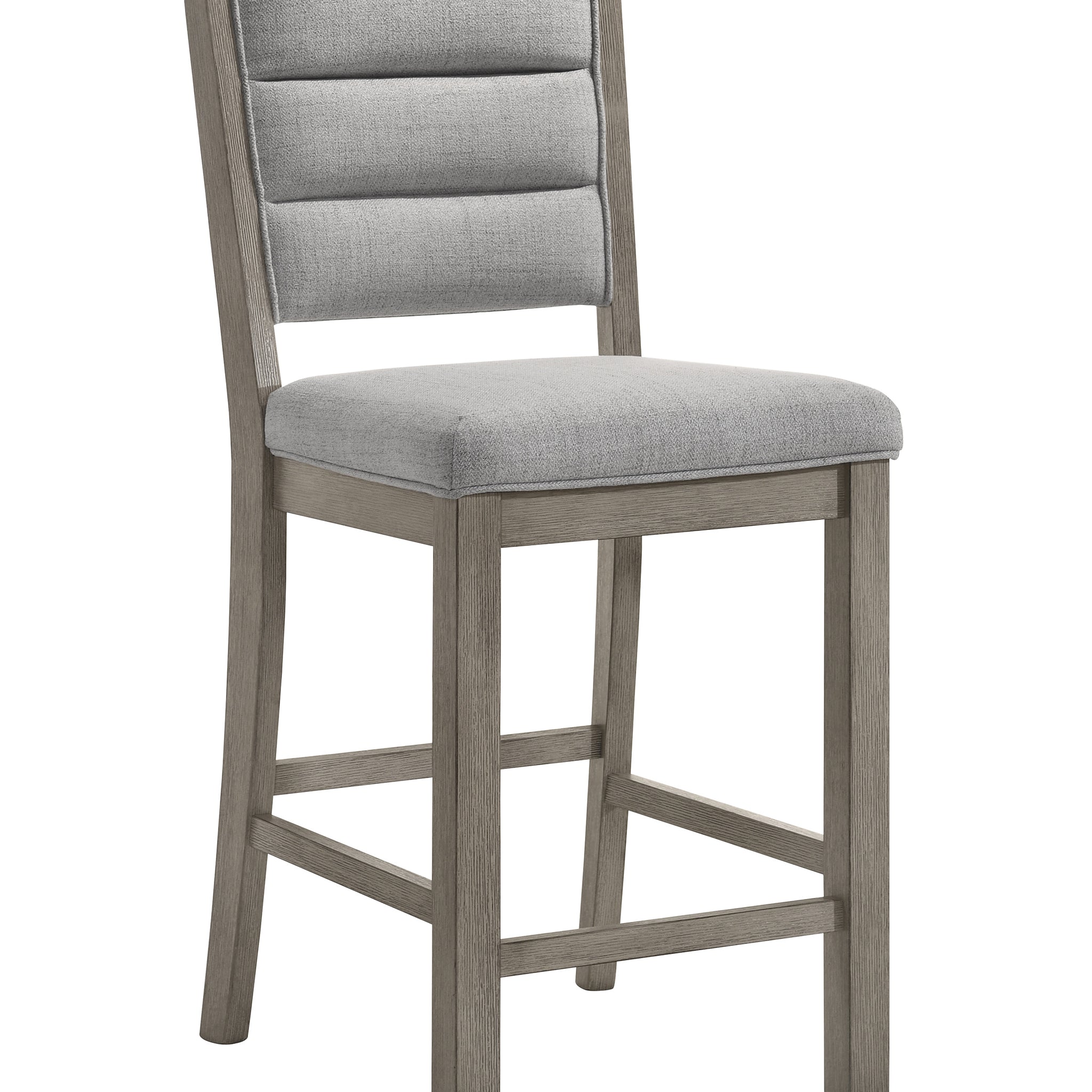 2Pc Rustic Grey Counter Height Chairs Stools Upholstered Back Seat Woo