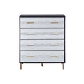 Black And Silver 4 Drawer Chest Black Gold Bedroom Wood Metal