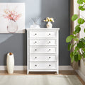 Modern 5 Drawers Dresser 5 Drawers Cabinet,Chest Of Drawers Closet Organizers And Storage Clothes Storage Drawers Cabinet For Living Room, Farmhouse Dresser Organizer White White Mdf